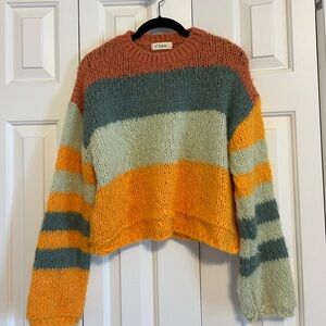 Colorblock Crewneck Sweater in Rust, Sage & Mustard
